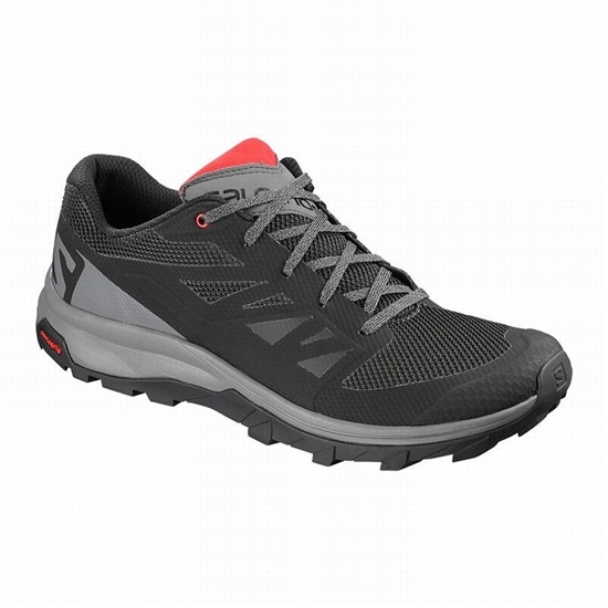 Salomon Outline Men's Hiking Shoes Black / Red | KQMEUS-106