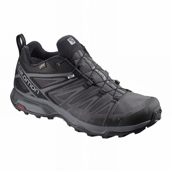 Salomon X Ultra 3 Wide Gore-tex Men's Hiking Shoes Black | BEINUX-378