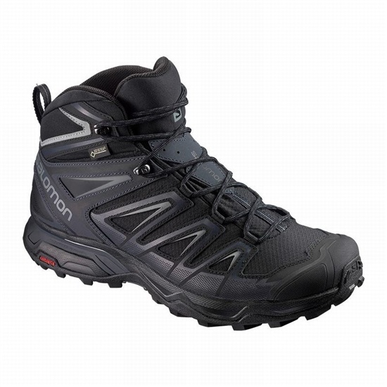 Salomon X Ultra 3 Wide Mid Gore-tex Men's Hiking Boots Black | YEPGDC-487