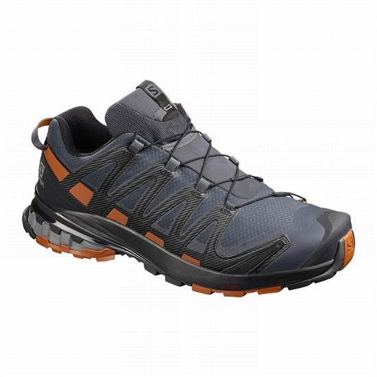 Salomon Xa Pro 3d V8 Gore-tex Wide Men's Hiking Shoes Dark Blue / Black | IDEPOZ-508